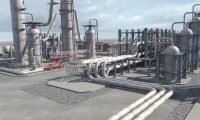 大型石油原油加工化工廠：三維工業(yè)機械動畫制作